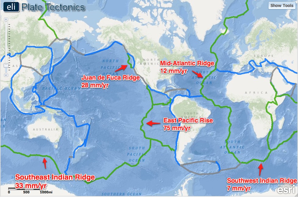 East Pacific Rise Map   Rates 